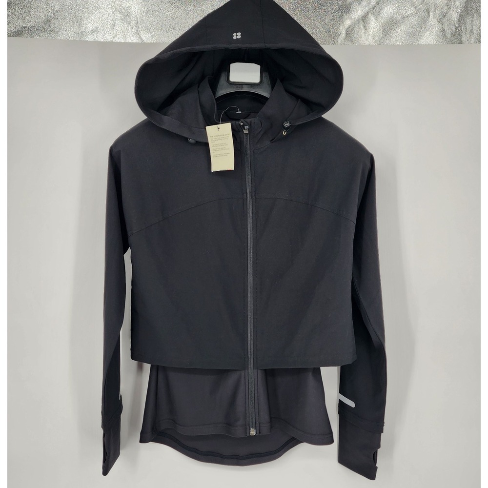 NEW Sweaty Betty Fast Track Running Jacket Women's XXS Black‎ Lightweight NWT